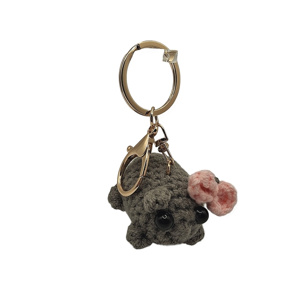Meme Crochet Sad Mouse w/ bow Keychain